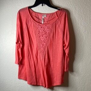 LC Lauren Conrad Coral Lace Women's Blouse